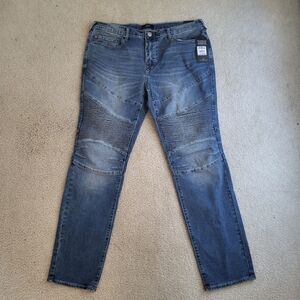 True Religion men's Rocco Moto Relaxed Skinny Jeans Size 36x32 NWT
